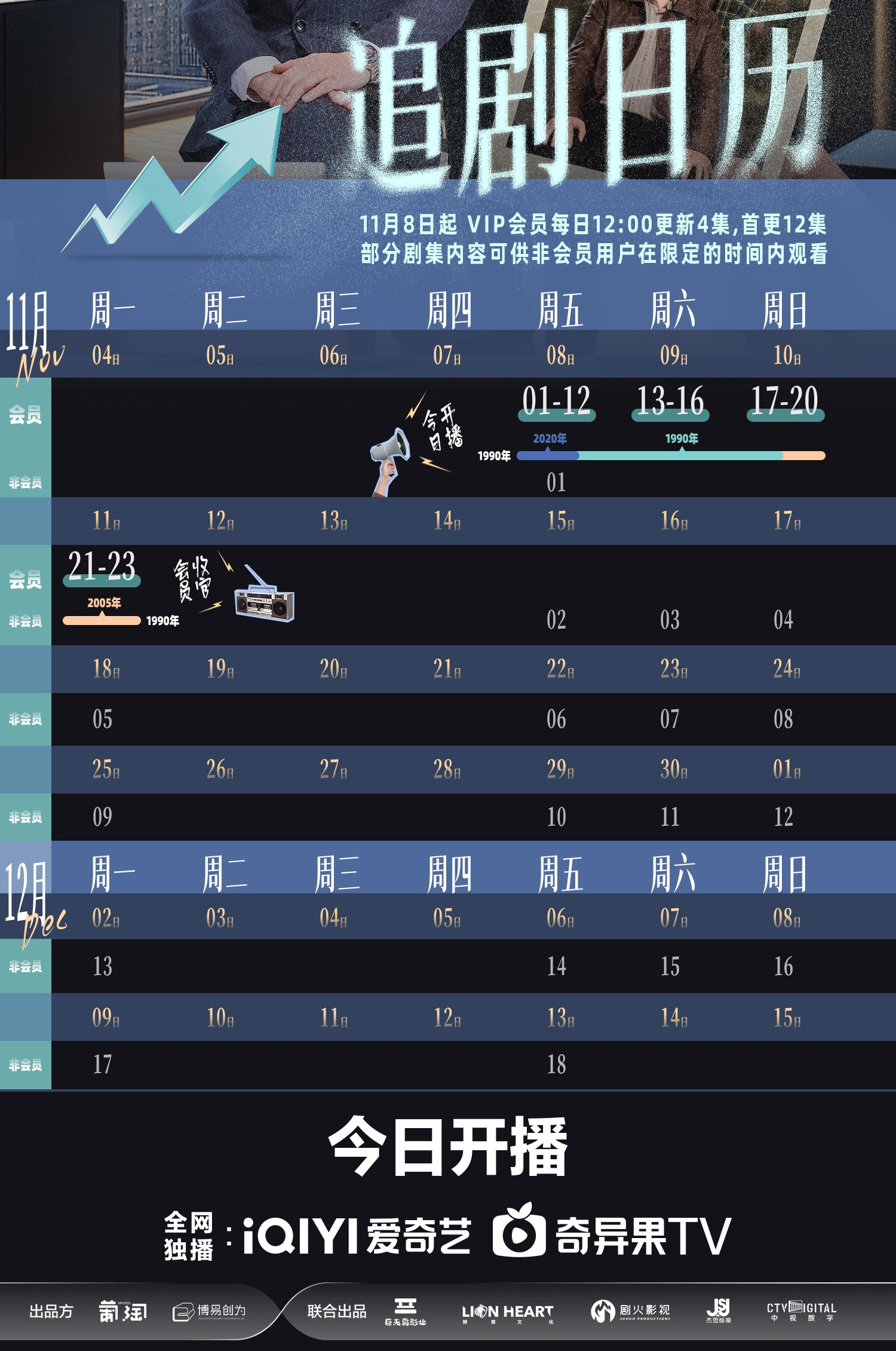 狂飆人生追劇日曆/更新時間